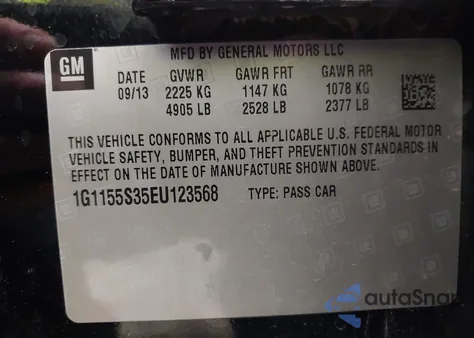 2014 Chevrolet Impala 2Lz from USA, damaged, VIN 1G1155S35EU123568